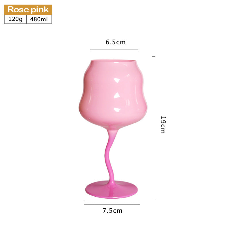 480ml Macaron Retro Twist Cup Colored Glass Wine Stemware Lead-Free Glass Goblet