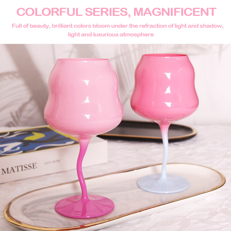 480ml Macaron Retro Twist Cup Colored Glass Wine Stemware Lead-Free Glass Goblet