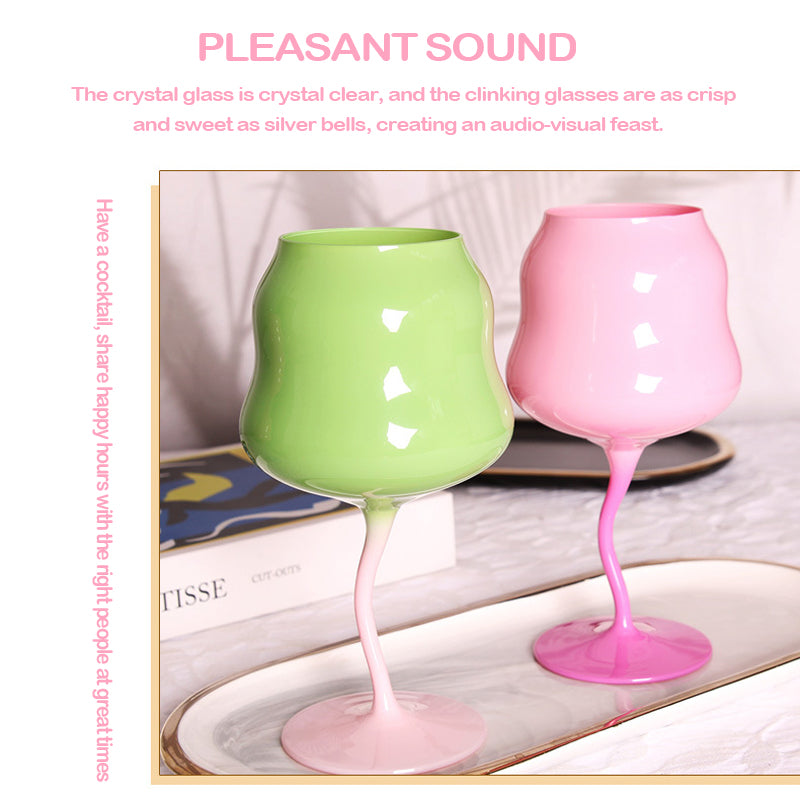 480ml Macaron Retro Twist Cup Colored Glass Wine Stemware Lead-Free Glass Goblet