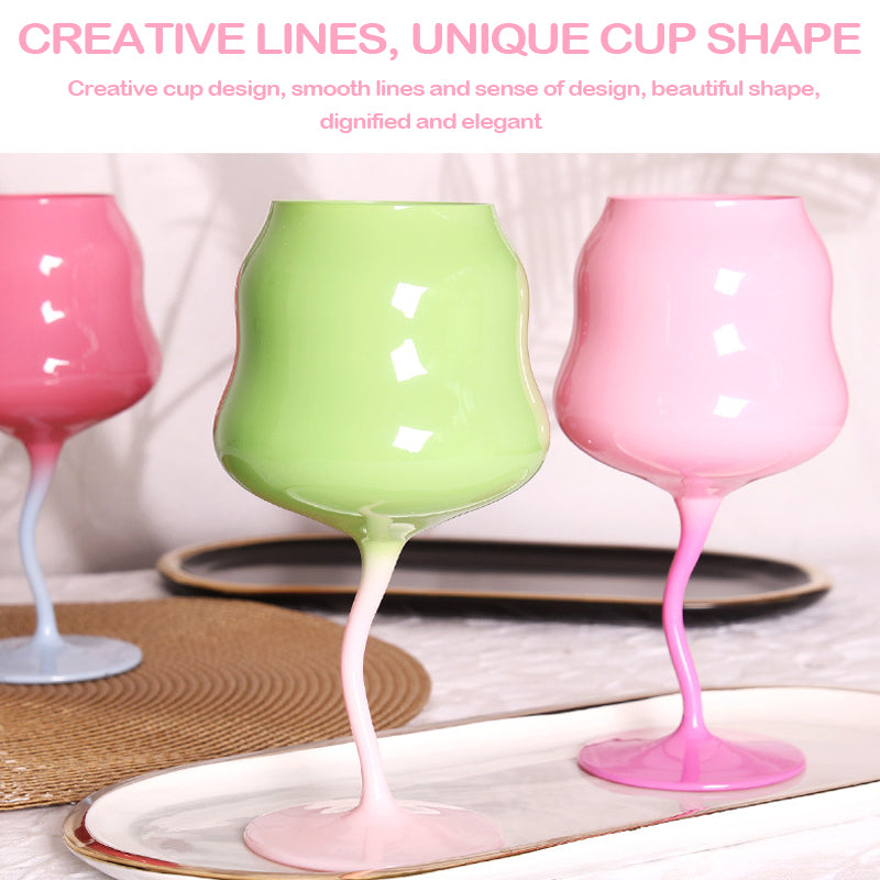 480ml Macaron Retro Twist Cup Colored Glass Wine Stemware Lead-Free Glass Goblet