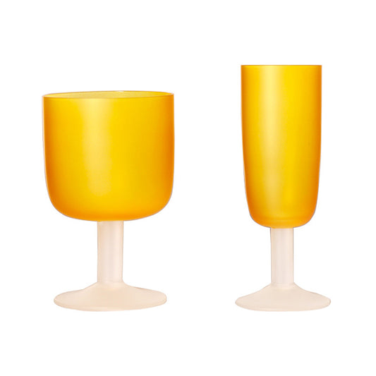 Orange Frosted Wine Glass Stemware Champagne Glass Red or White Wine Glassy
