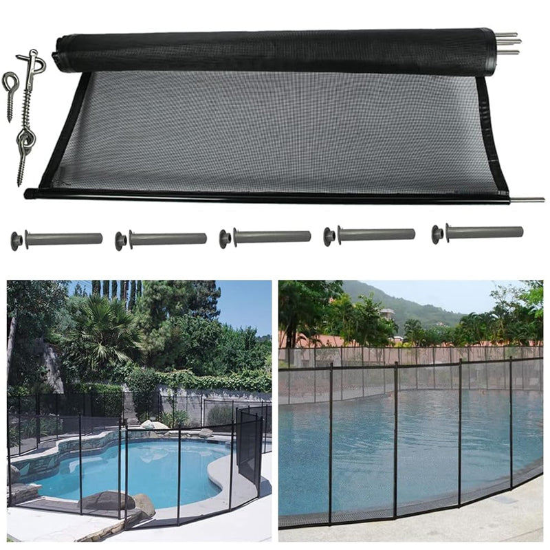4 x 12 Ft Pool Fence Removable DIY Pool Fence Aluminum Tubes Mesh Pool Fence for Inground Pools