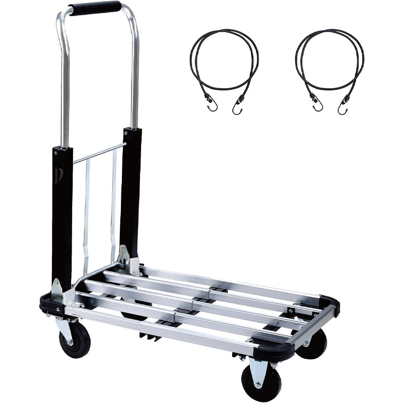 Folding Platform Truck 330 lbs Aluminum Alloy Platform Cart Telescoping Handle with 4 Wheels