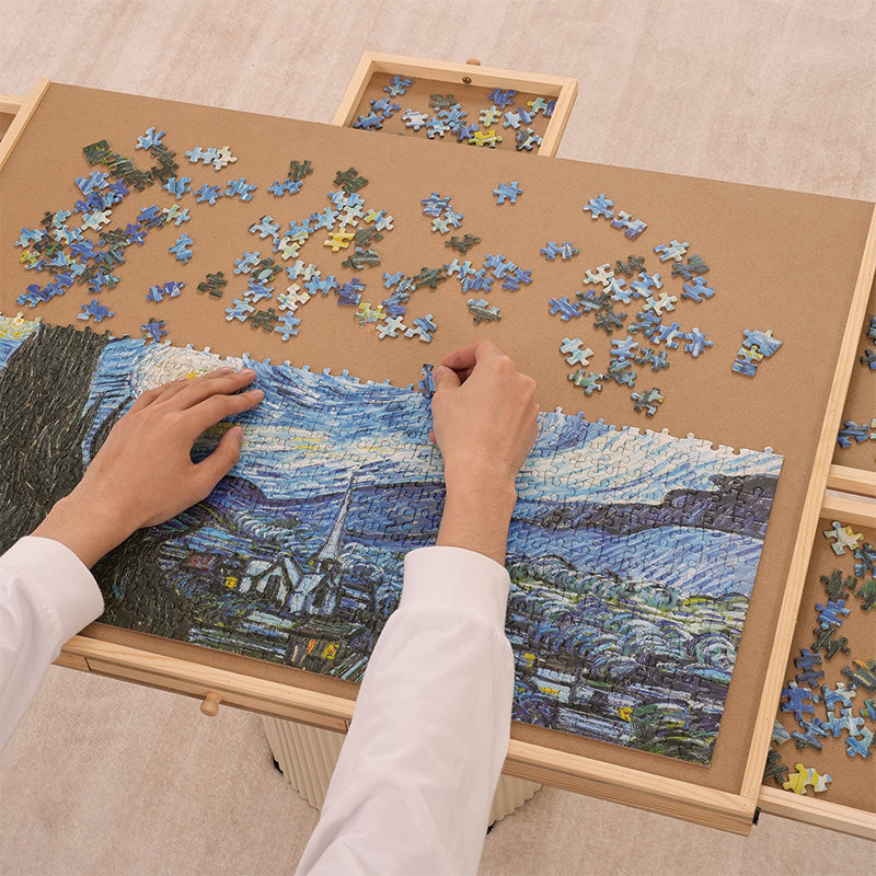 1000 Piece Puzzle Board with 4 Drawers, 29"x21.6" Rotating Wooden Jigsaw Puzzle Plateau, Portable Puzzle Accessories for Adults, Puzzle Organizer & Puzzle Storage System