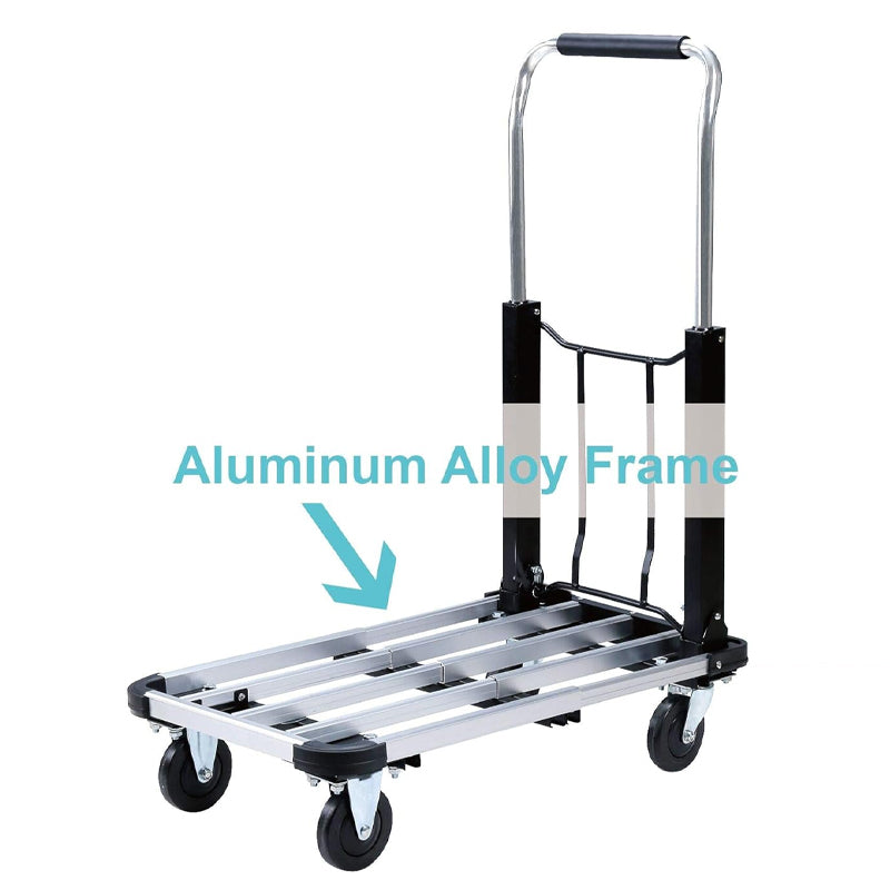 Folding Platform Truck 330 lbs Aluminum Alloy Platform Cart Telescoping Handle with 4 Wheels