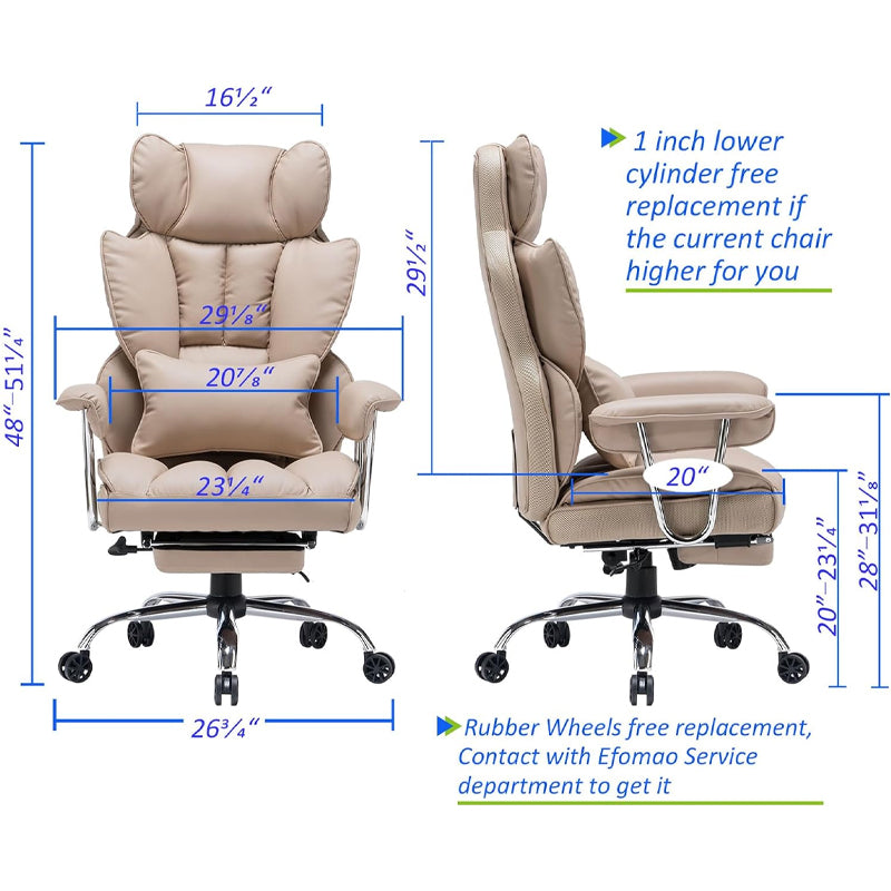 Office Chair 400 lbs Capacity PU Leather Computer Chair with Leg Rest Big and Tall Office Chair