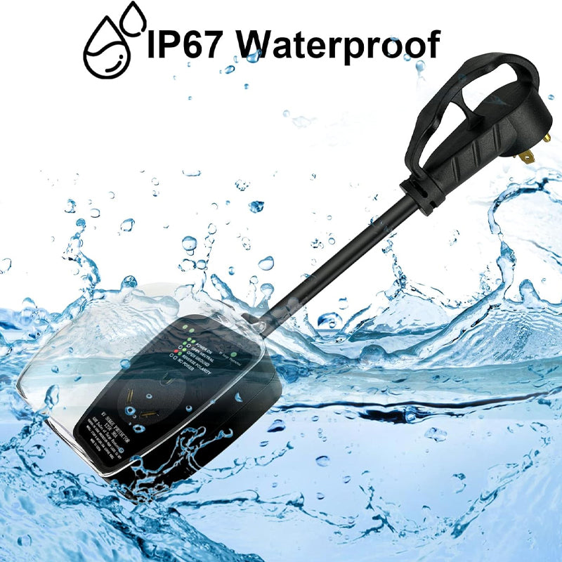 30 Amp RV Surge Protector 4100 Joules Waterproof Cover Power Protector with Circuit Analyzer
