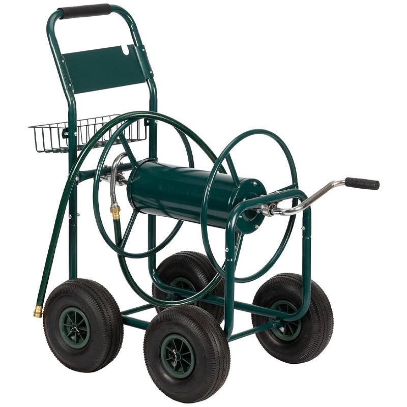 Garden Hose Reel Cart Hold Up to 300 ft of 5/8’’ Hose Lawn Water Planting Cart with 4 Wheels