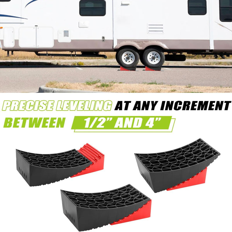 2pcs Camper Levelers Hold up to 35000 lbs RV Leveling Blocks Ramp Kit with Carrying Bag