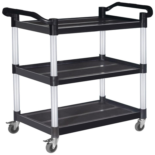 Utility Cart 390 lbs Capacity Service Cart 3-Tier Food Service Cart with Wheels for Home Office Kitchen