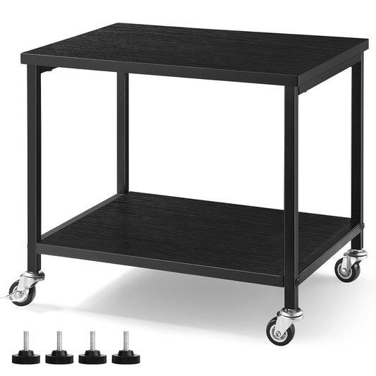 Printer Stand 2 Tier Under Desk Rolling Printer Stand Printer Cart with Storage Shelve and Wheels