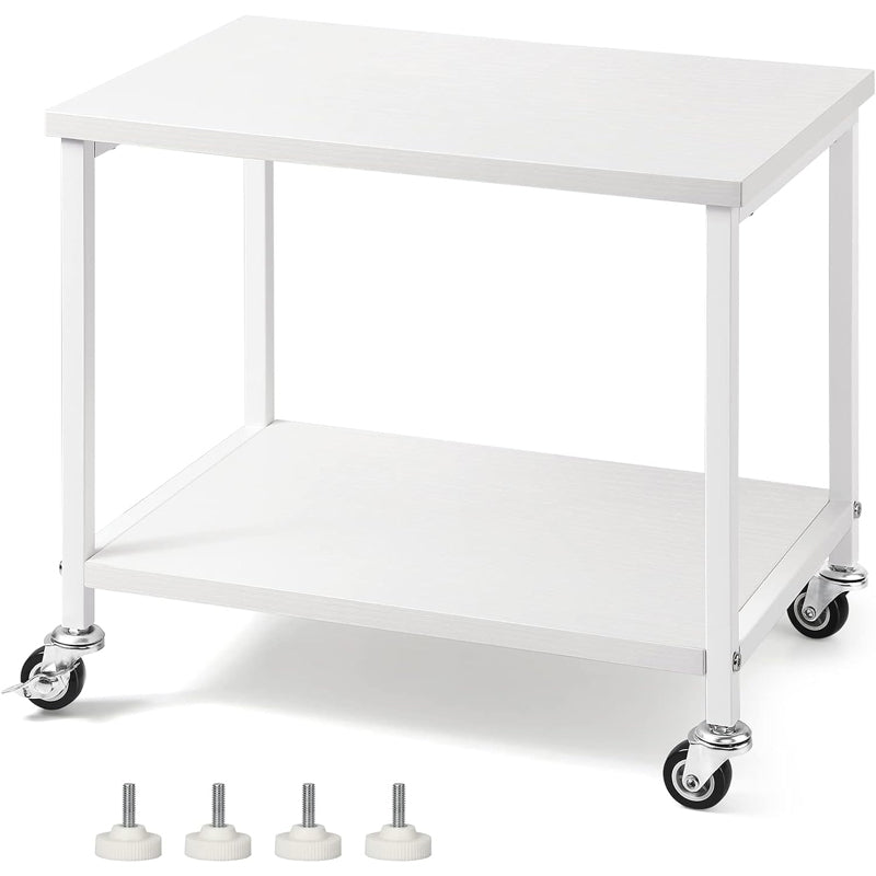 Printer Stand 2 Tier Under Desk Rolling Printer Stand Printer Cart with Storage Shelve and Wheels