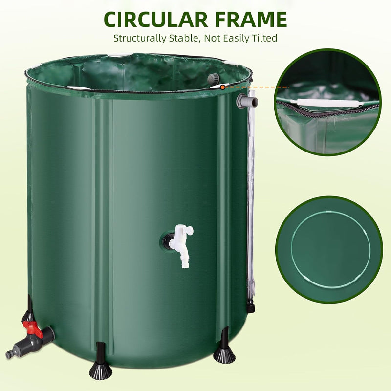 53 Gallon Rain Barrel Portable Water Storage Tank with Filter Two Spigots and Overflow Kit