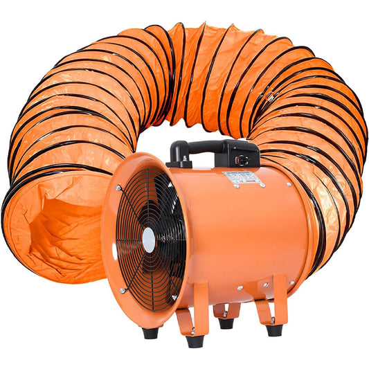 Utility Blower Fan 12 Inch with 16 ft Duct Hose Low Noise 550W High Velocity Ventilator for Home/Workplace