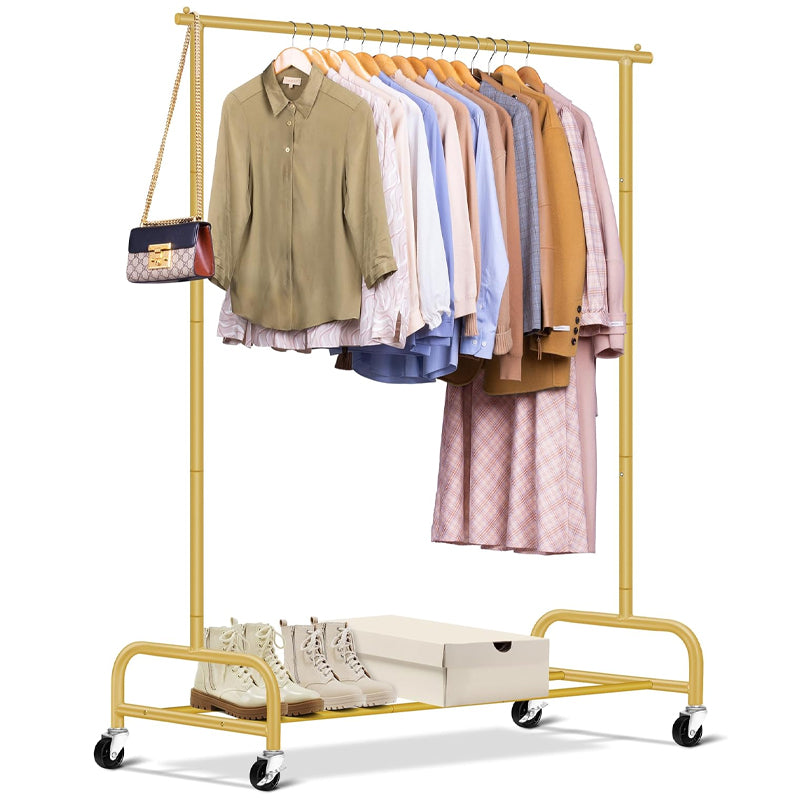 Clothing Garment Rack 43" × 15" × 63" Metal Rolling Clothes Organizer with 4 Swivel Casters