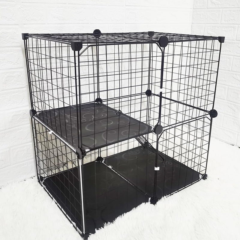 2-Tier Cat Cage for Small and Medium Cats DIY Cat Playpen Metal Kennel Indoor Cat Enclosures