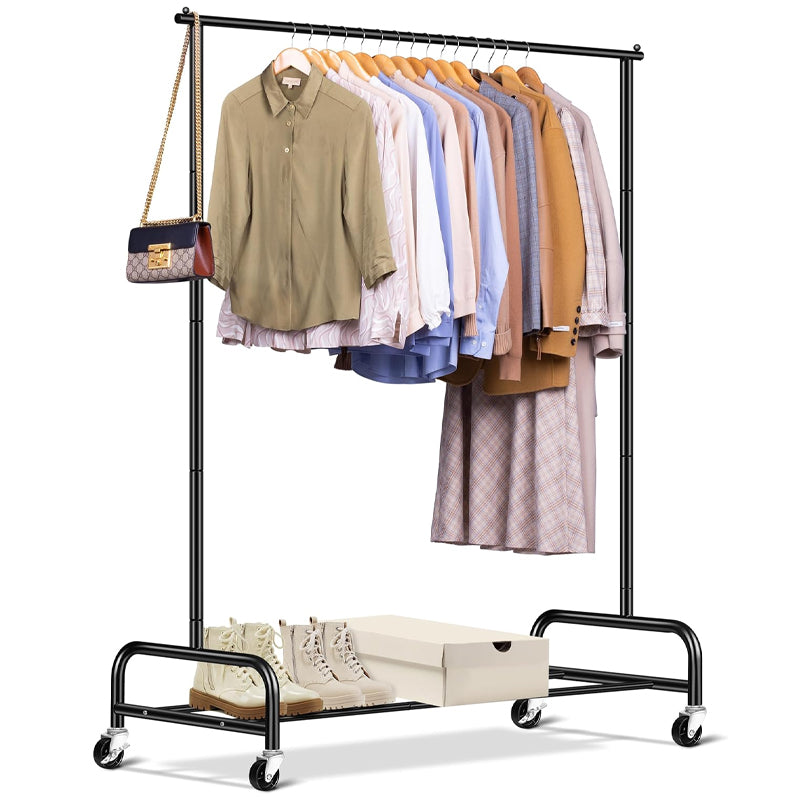 Clothing Garment Rack 43" × 15" × 63" Metal Rolling Clothes Organizer with 4 Swivel Casters