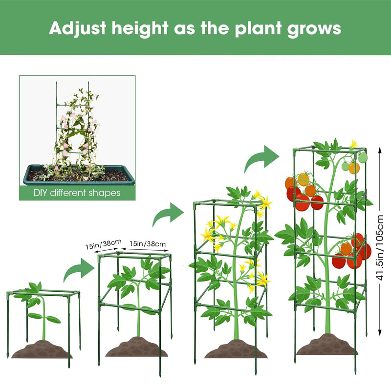 41 x 15 x 15 Inches Tomato Cages 3 Packs Heavy Duty Steel Tomato Plant Support Pole with 10pcs Clips