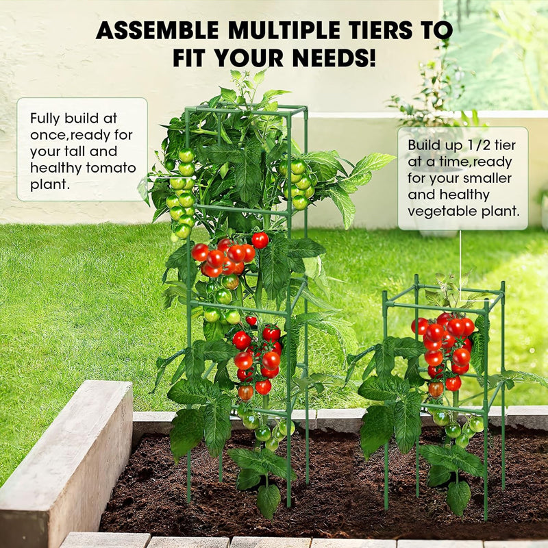 41 x 15 x 15 Inches Tomato Cages 3 Packs Heavy Duty Steel Tomato Plant Support Pole with 10pcs Clips