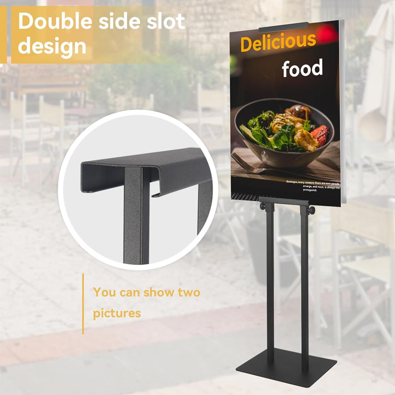 Double-Sided Poster Stand Adjustable Height Up to 75" Sign Holder with Base for Board and Foam