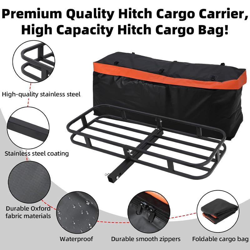 53" x 19" x 5" Hitch Cargo Carrier 500 LBS Vehicle Cargo Rack Carrier for SUV Truck Pickup