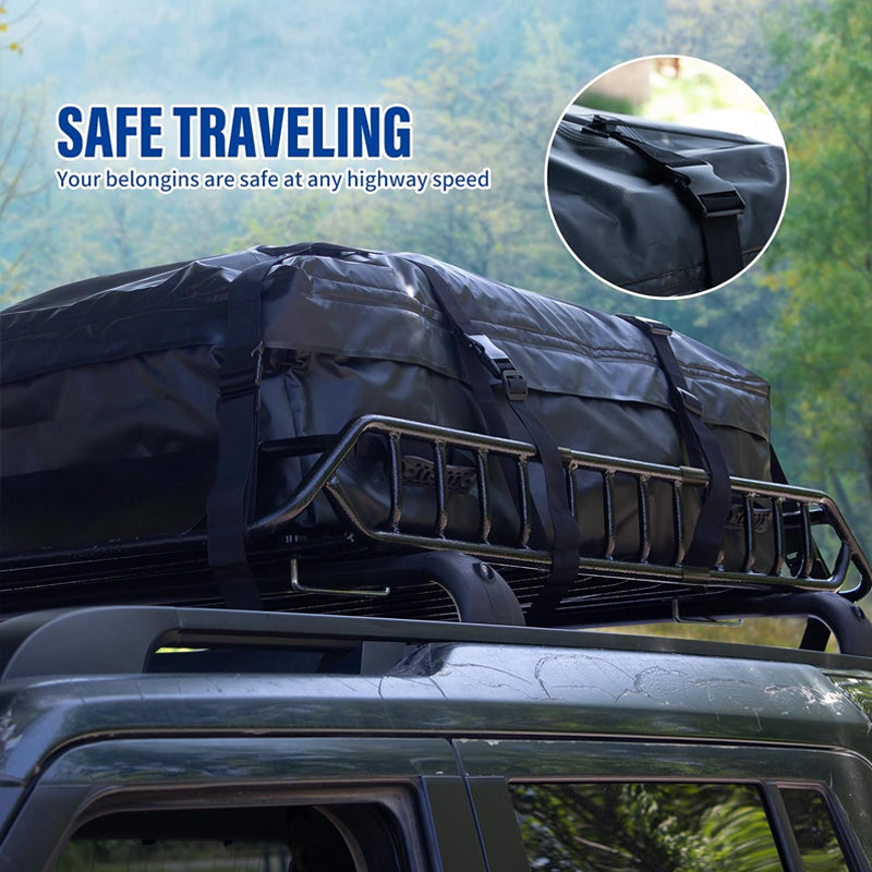 51" X 36" X 5" Roof Rack Basket 200 LBS Capacity Waterproof Cargo Bag with Attachment Hooks