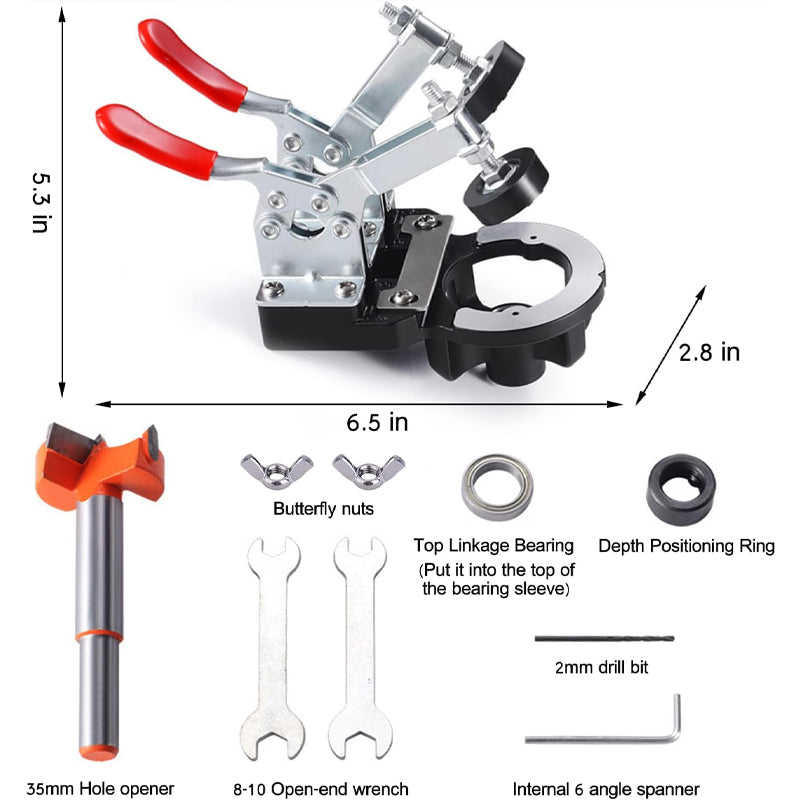 35mm Concealed Door Hinge Jig Aluminum Alloy Cabinet Hinge Jig Adjustable Quick Punch Cabinet Hardware Jig