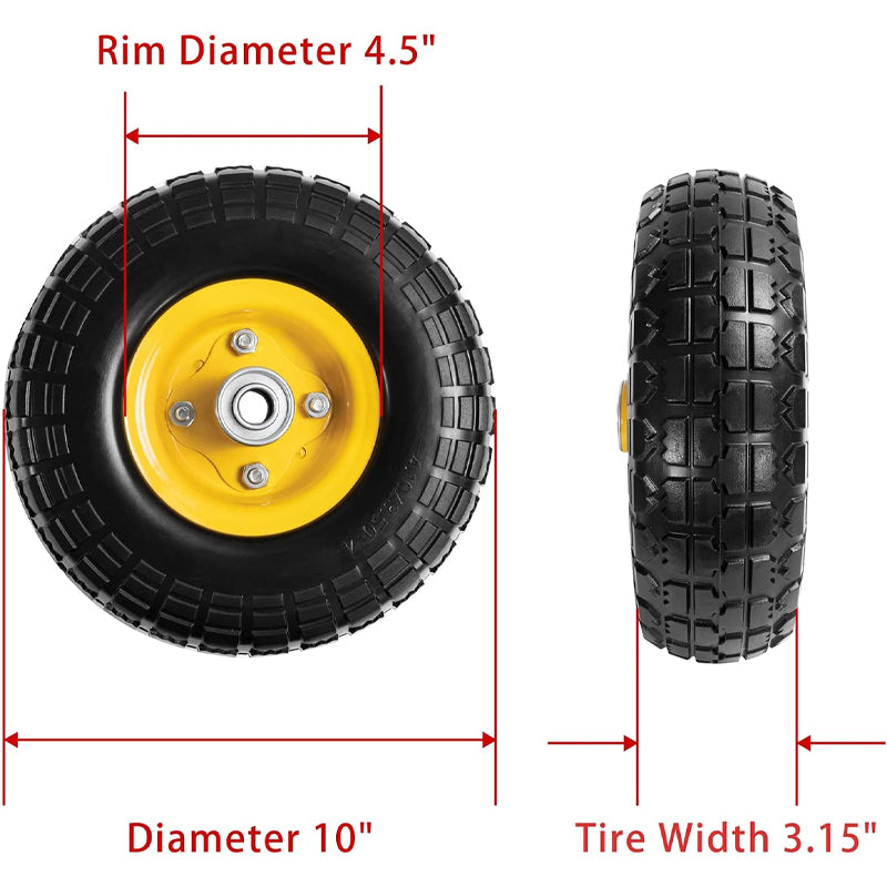 10" Solid Tire Wheel 220 lbs Dynamic Load 2pcs Wheels for Hand Truck Utility Cart Dollies Various Carts