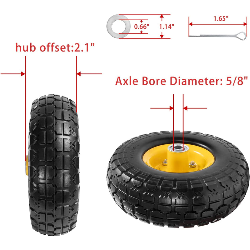 10" Solid Tire Wheel 220 lbs Dynamic Load 2pcs Wheels for Hand Truck Utility Cart Dollies Various Carts