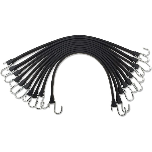 31" Rubber Bungee Cords 50pcs Heavy Duty EPDM Stretch Tie-Downs with Crimped S Hooks