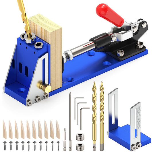 Pocket Hole Jig Kit Pocket Hole Drill Guide Jig Set for 15° Angled Holes Aluminum Wood Guides Joint Angle Tool
