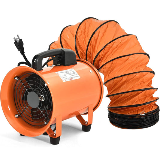8 Inch Portable Ventilator Industrial Exhaust Fan with 16FT Ventilator Duct Hose Utility Blower