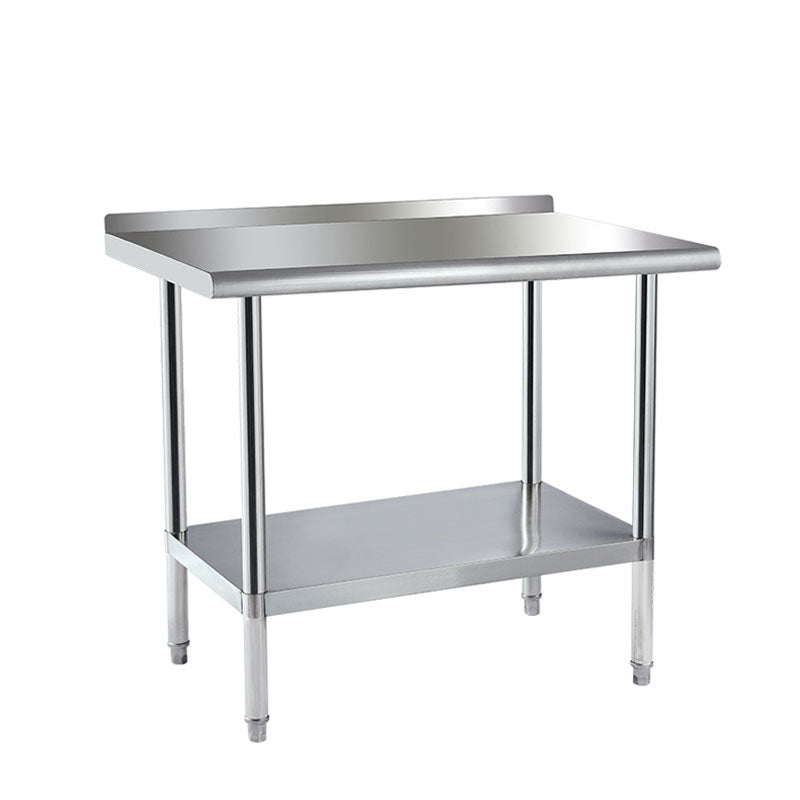 Stainless Steel Preparation Counter, Double Kitchen Countertop, Catering Equipment, Round Foot Adjustment Worktop