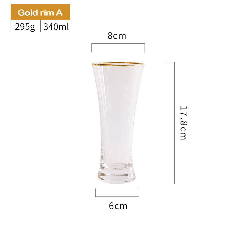 Beer Mug Hand-Blown Retro Style Waisted Crystal Glass Juice Cup Bar Cold Drink Glass