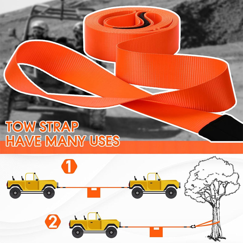 3" x 50 ft Recovery Tow Strap with Reinforced Loops 20,000 lbs Tow Rope Recovery Rope