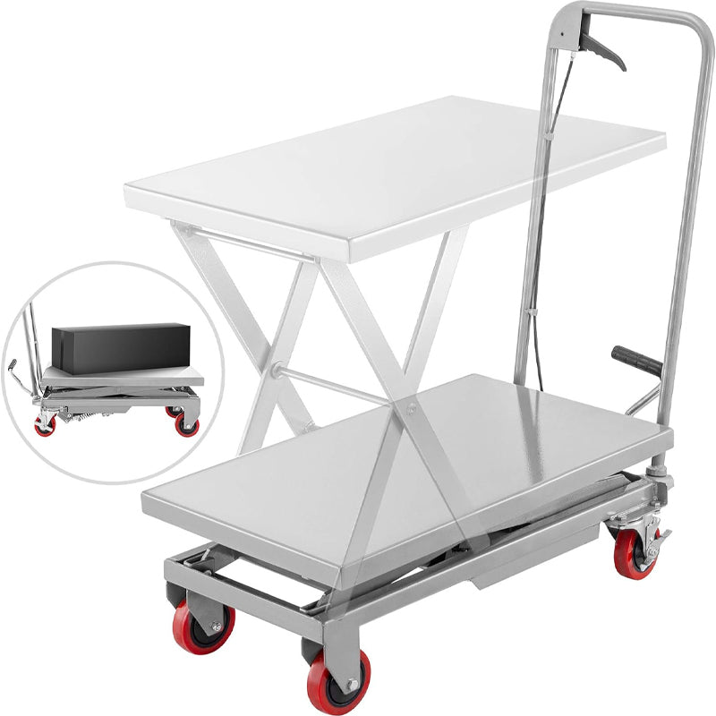 500LBS Capacity Hydraulic Lift Table Cart 28.5" Lifting Height Manual Scissor Lift Table