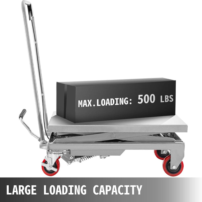 500LBS Capacity Hydraulic Lift Table Cart 28.5" Lifting Height Manual Scissor Lift Table