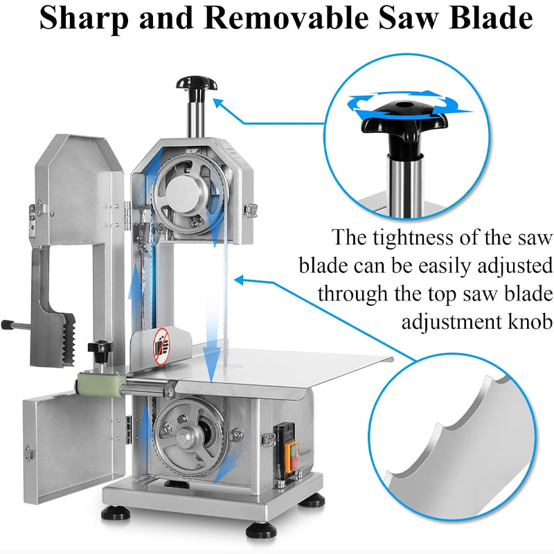 750w Bone Saw Machine Electric Frozen Meat Cutting Table Bandsaw Machine Stainless Steel Countertop