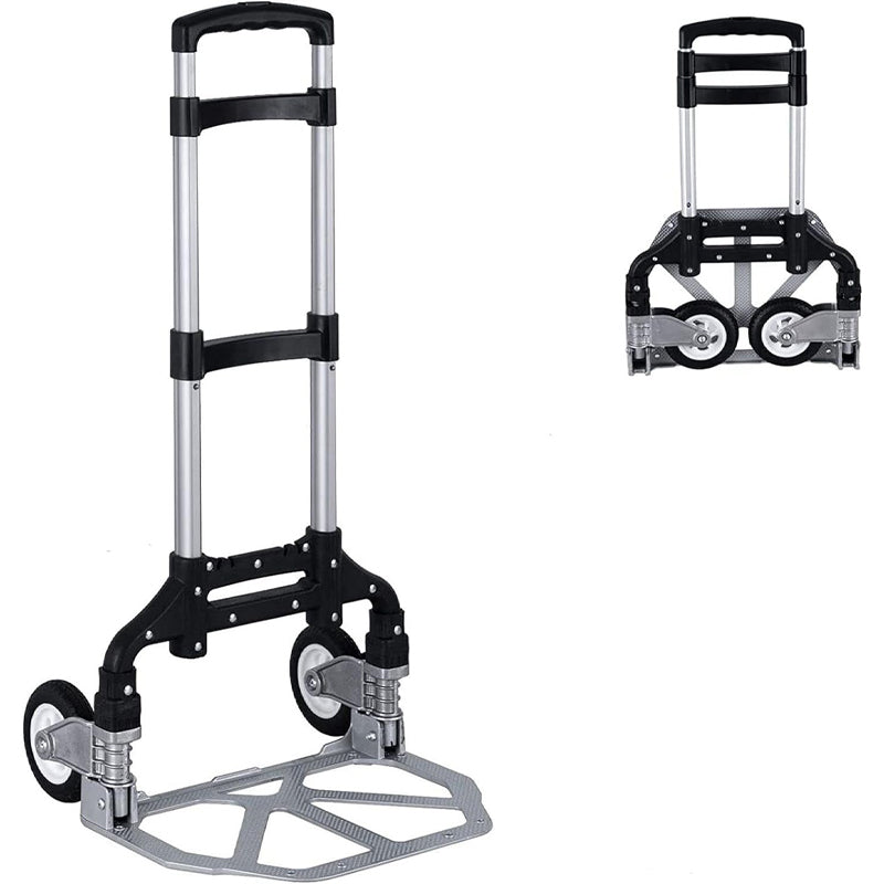 Folding Hand Truck 175 lbs Capacity Aluminum Trolley Cart with Telescoping Handle and Rubber Wheels