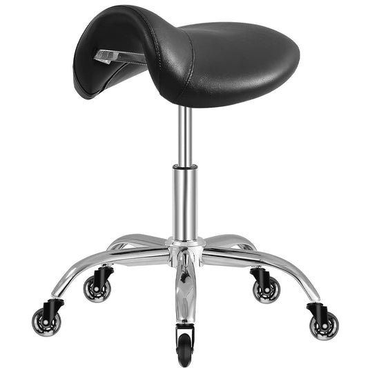 Saddle Stool 300 lbs Weight Capacity Height Adjustable 360 Swivel Rolling Stool with Wheels