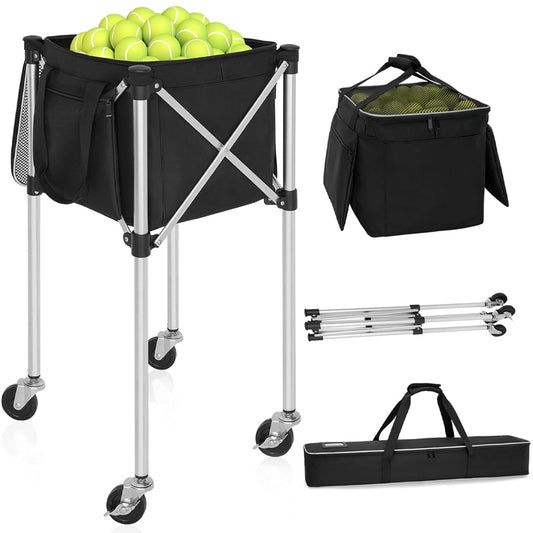 Foldable Tennis Cart Holds 180 Tennis Balls Auminum Alloy Sports Teaching Cart with Storage Bag