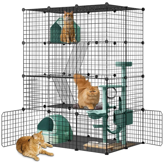 4-Tier Large Cat Cage 41 x 27 x 55 inch Indoor DIY Metal Playpen Detachable Enclosure for 1-4 Cats