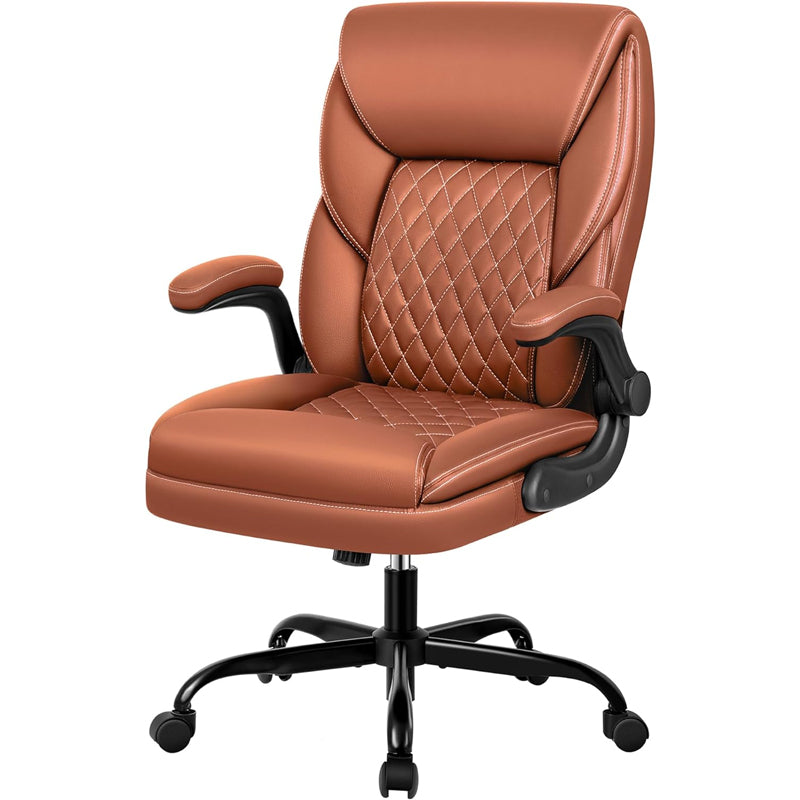 Office Chair Executive Chair PU Leather Office Chair 300lbs Weight Capacity with Adjustable Flip-Up Arms