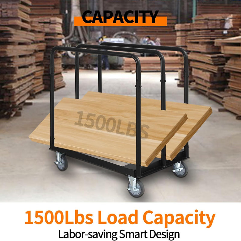 1500 LBS Steel Panel Truck Drywall Cart Heavy-Duty Drywall Sheet Cart for Garage Home Warehouse