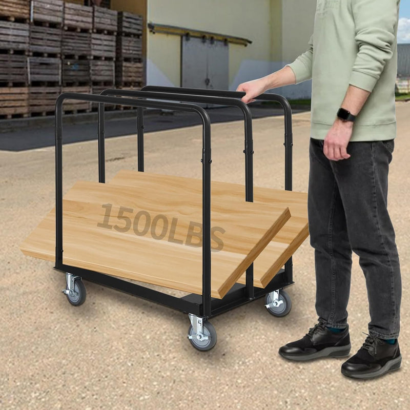 1500 LBS Steel Panel Truck Drywall Cart Heavy-Duty Drywall Sheet Cart for Garage Home Warehouse