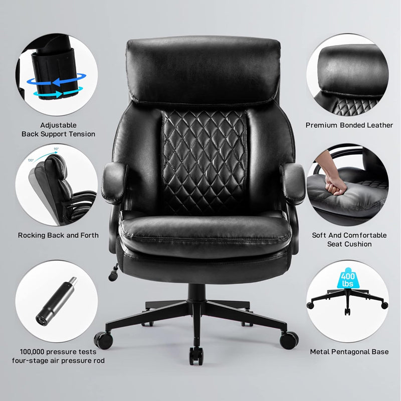 400 lbs Executive Office Chair Heavy Duty Metal Base Office Chair Executive Desk Computer Swivel Chair