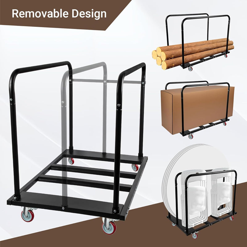 1800 LBS Folding Table Cart Drywall Cart with 5" PU Swivel Wheels Heavy Duty Table Dolly