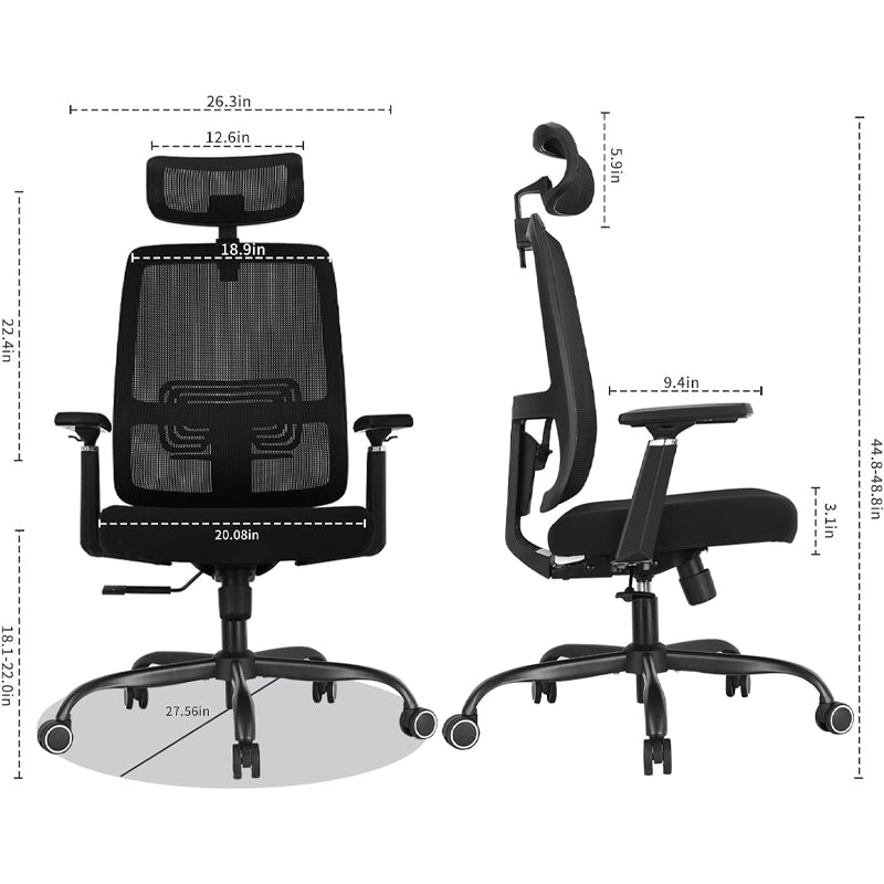 Ergonomic Office Chair with Adjustable Lumbar Support Mesh Computer Chair High Back Desk Chair