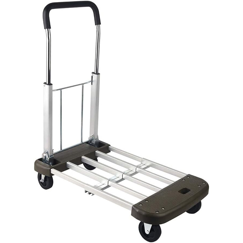 330 lbs Capacity Folding Hand Cart Aluminum Platform Cart Foldable Push Cart with Polyurethane Mute Wheel