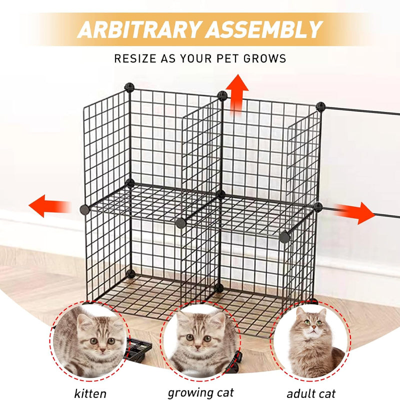 4-Tier Large Cat Cage 41 x 27 x 55 inch Indoor DIY Metal Playpen Detachable Enclosure for 1-4 Cats